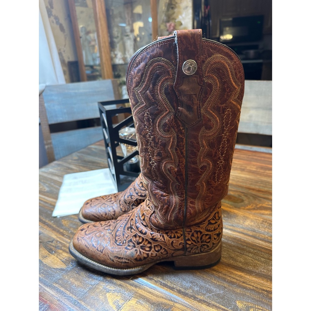 Tanner Mark Women's "Wildfire" Hand Tooled Leather Boots (Style #TML201760). 8.5